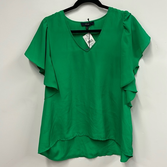 New eclair ruffle sleeve green blouse  L - Picture 1 of 5